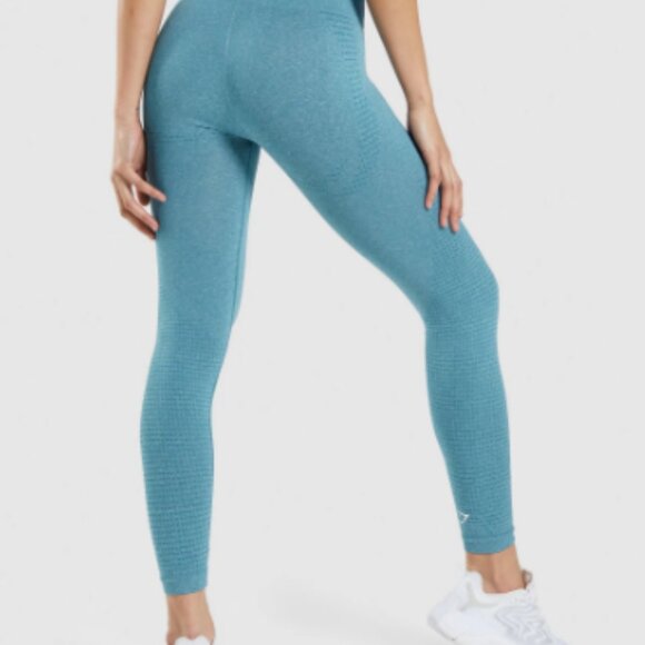 Gymshark Vital Seamless 2.0 Leggings Tahoe Teal Marl - Picture 2 of 5